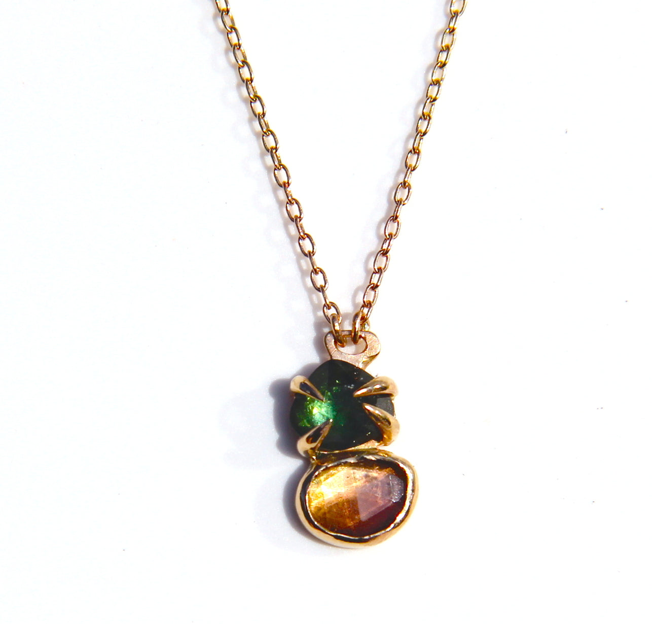 Green and Pink Tourmaline Necklace